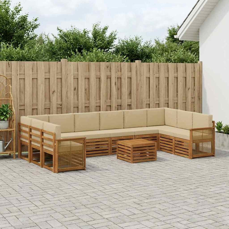 Set de canapele de exterior 8 buc. natural
