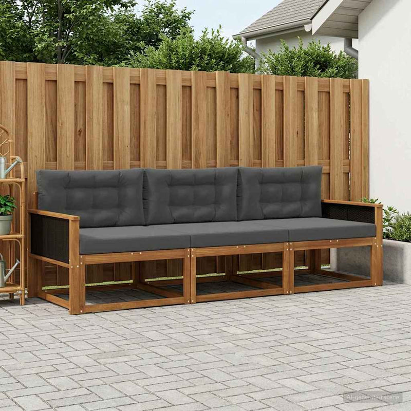 Set de canapele de exterior 3 buc. Natural și Antracit