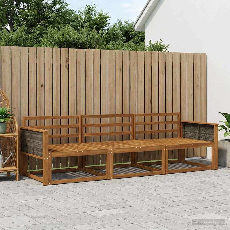 Set de canapele de exterior 3 buc. natural Lemn Solid de Acacia