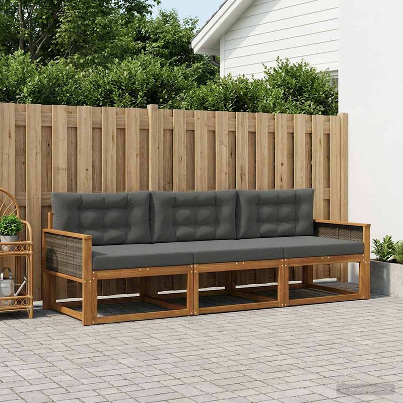 Set de canapele de exterior 3 buc. Natural și Antracit