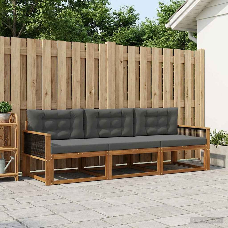 Set de canapele de exterior 3 buc. Natural și Antracit