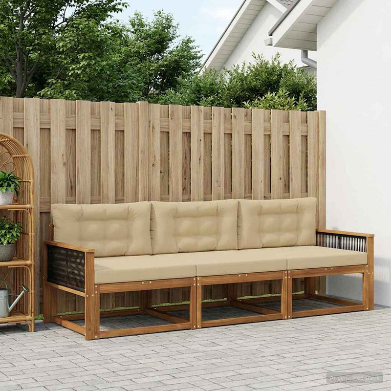 Set de canapele de exterior 3 buc. Natural și Bej