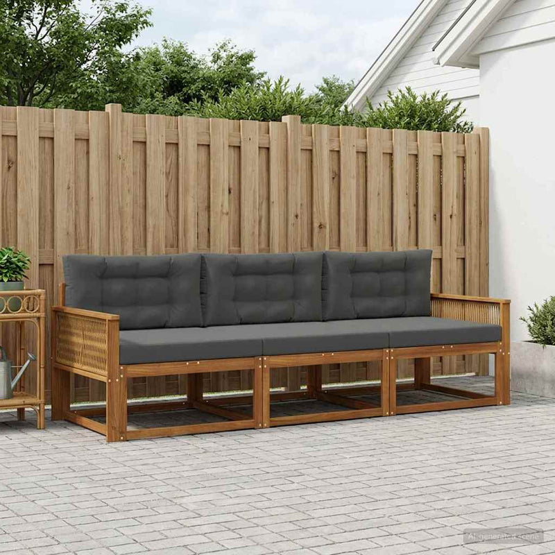 Set de canapele de exterior 3 buc. Natural și Antracit
