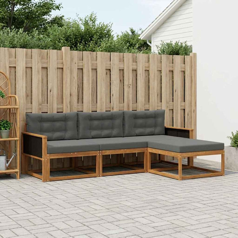 Set de canapele de exterior 4 buc. Natural și Antracit