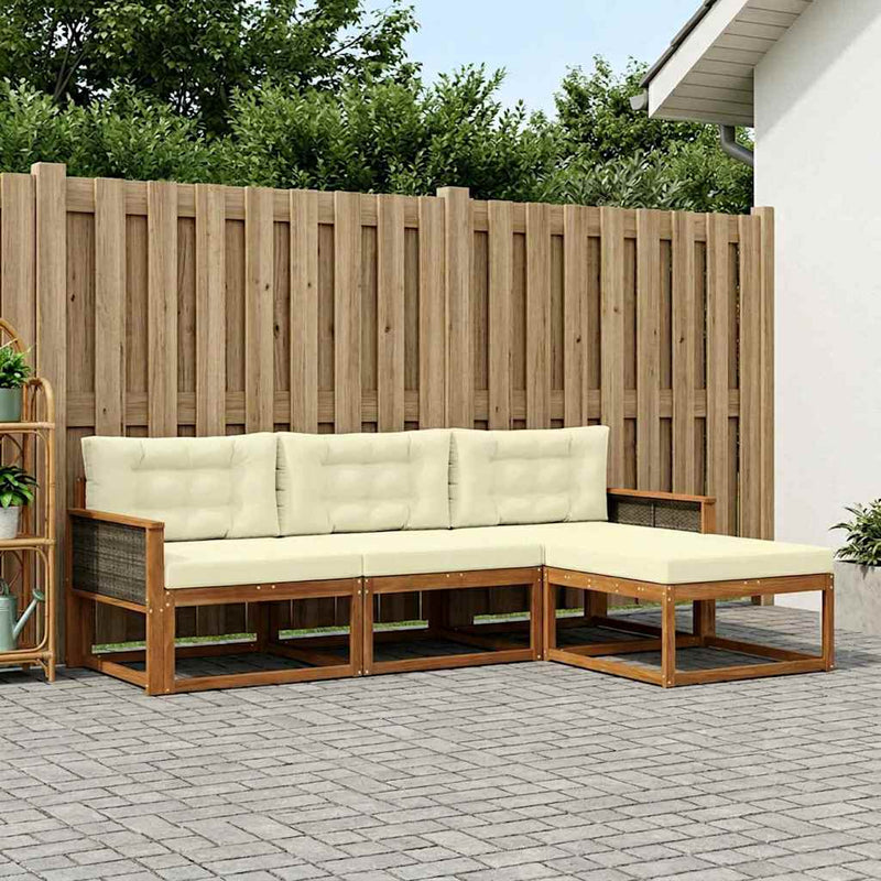 Set de canapele de exterior 4 buc. Natural și Crem