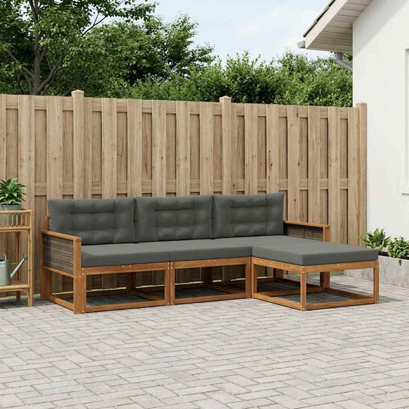 Set de canapele de exterior 4 buc. Natural și Antracit