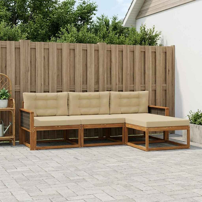 Set de canapele de exterior 4 buc. Natural și Bej
