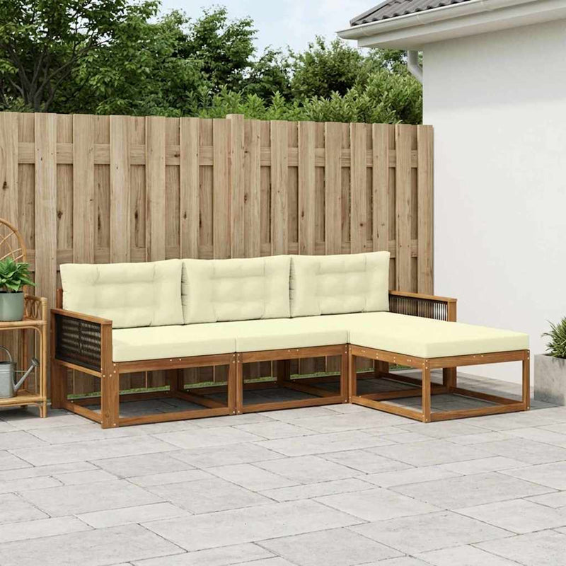Set de canapele de exterior 4 buc. Natural și Crem