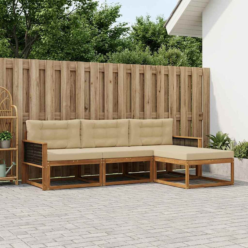 Set de canapele de exterior 4 buc. Natural și Bej