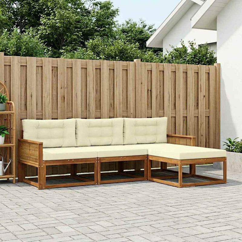 Set de canapele de exterior 4 buc. Natural și Crem