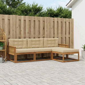 Set de canapele de exterior 4 buc. Natural și Bej