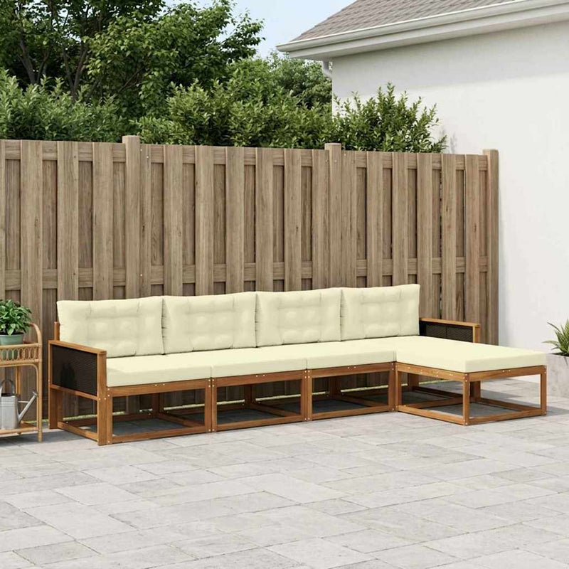 Set de canapele de exterior 5 buc. Natural și Crem