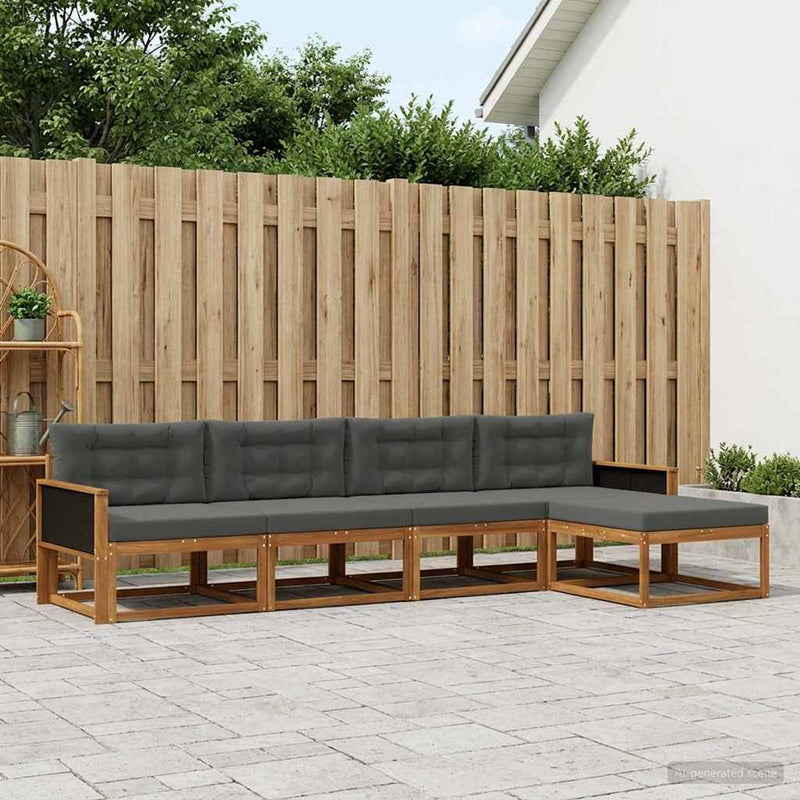 Set de canapele de exterior 5 buc. Natural și Antracit