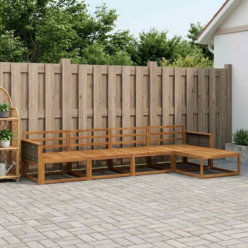 Set de canapele de exterior 5 buc. natural Lemn Solid de Acacia