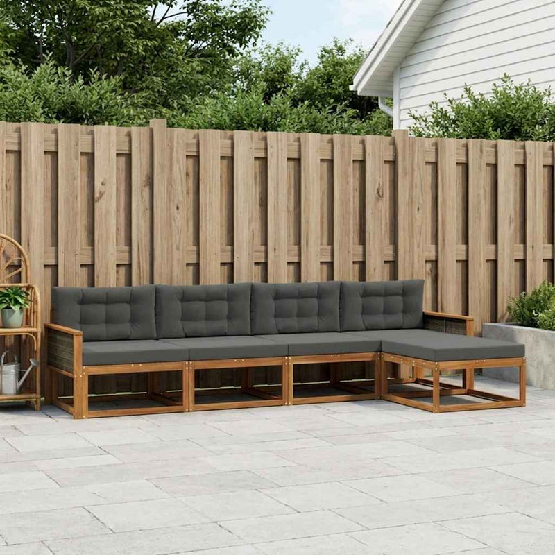 Set de canapele de exterior 5 buc. Natural și Antracit
