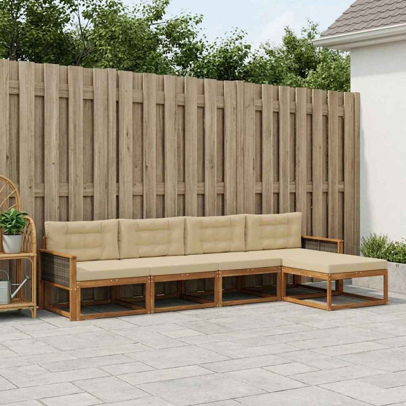 Set de canapele de exterior 5 buc. Natural și Bej