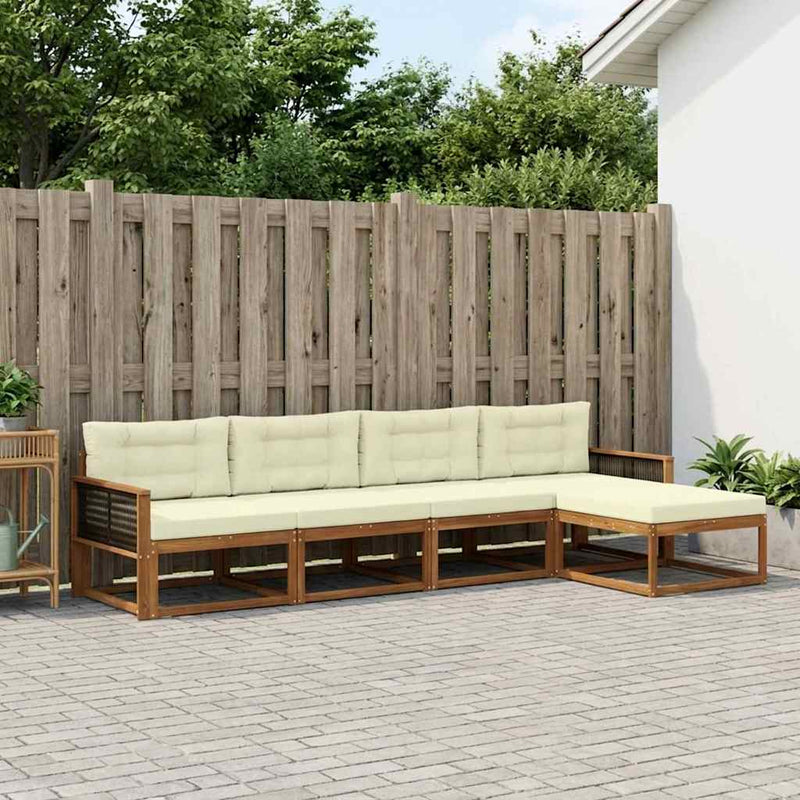 Set de canapele de exterior 5 buc. Natural și Crem