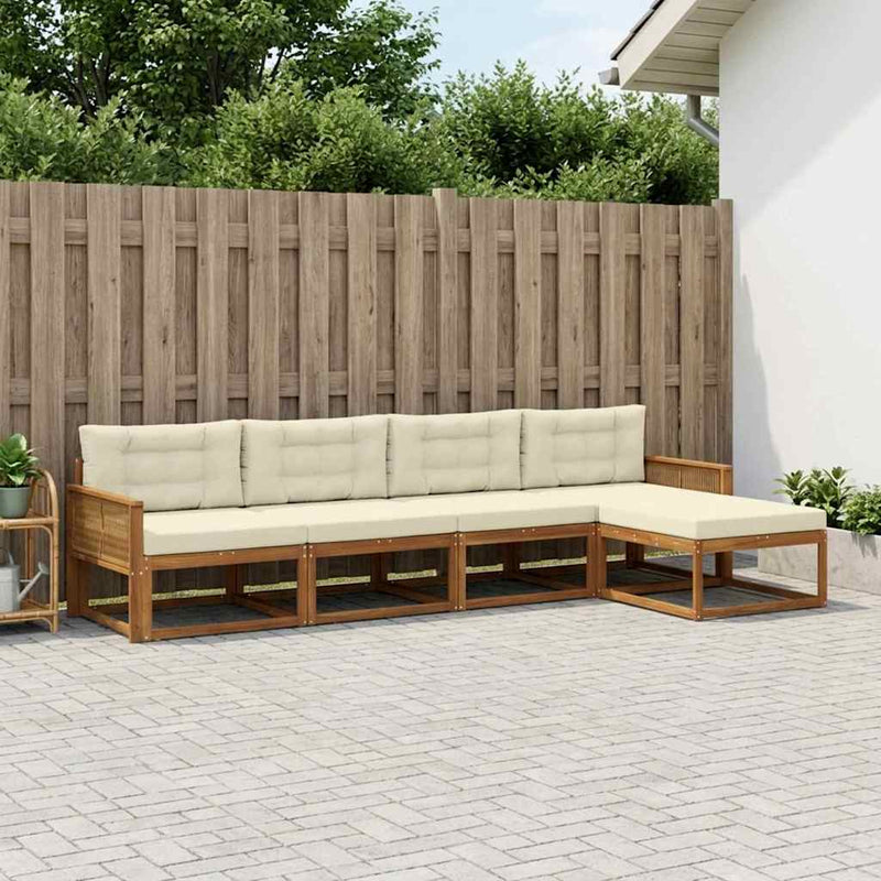 Set de canapele de exterior 5 buc. Natural și Crem