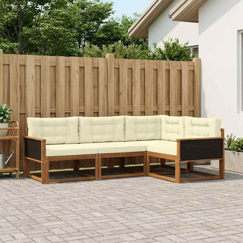 Set de canapele de exterior 4 buc. Natural și Crem
