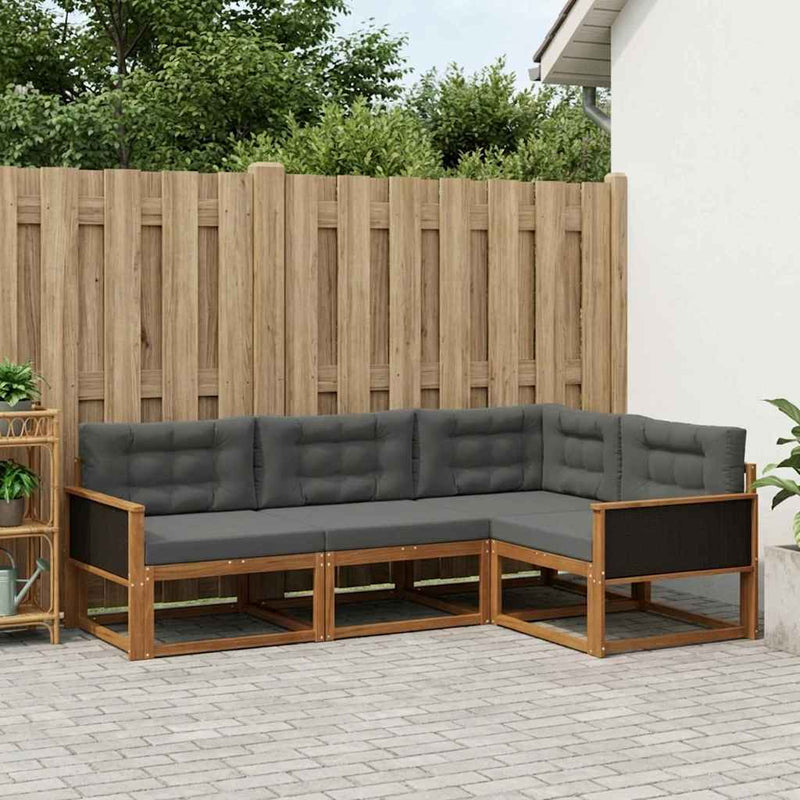 Set de canapele de exterior 4 buc. Natural și Antracit