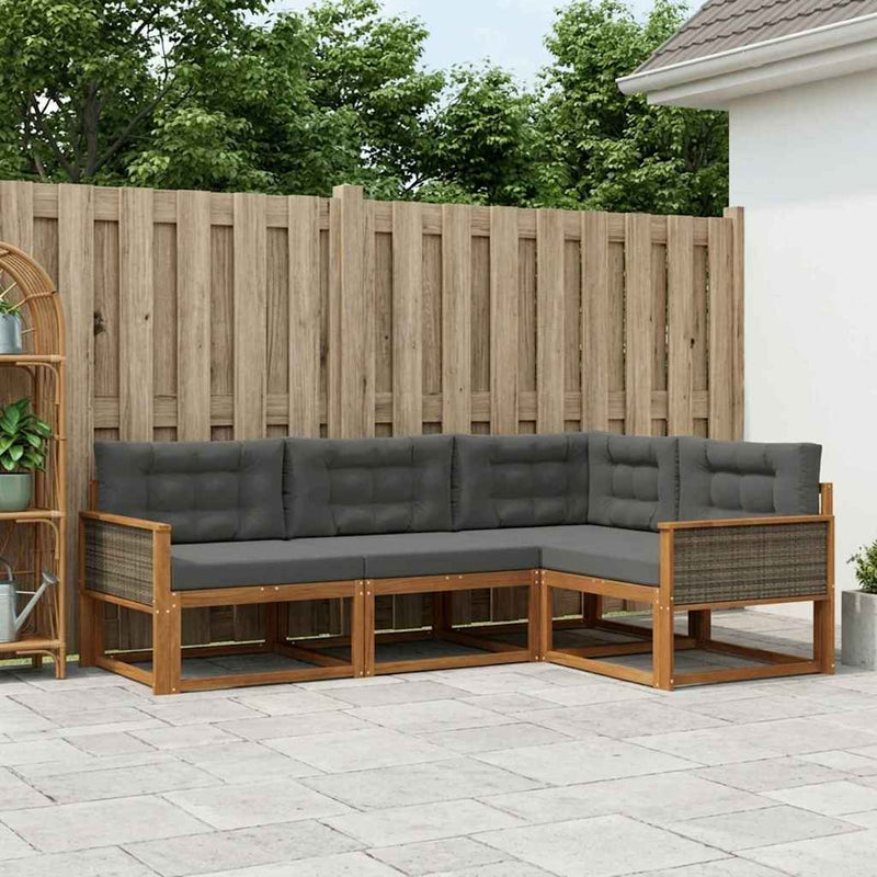 Set de canapele de exterior 4 buc. Natural și Antracit
