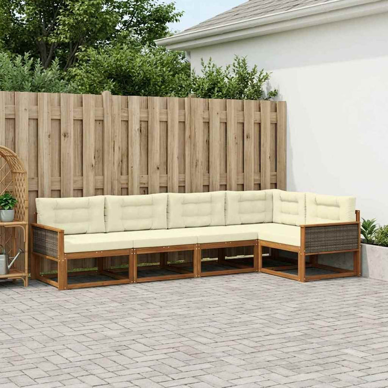 Set de canapele de exterior 5 buc. Natural și Crem