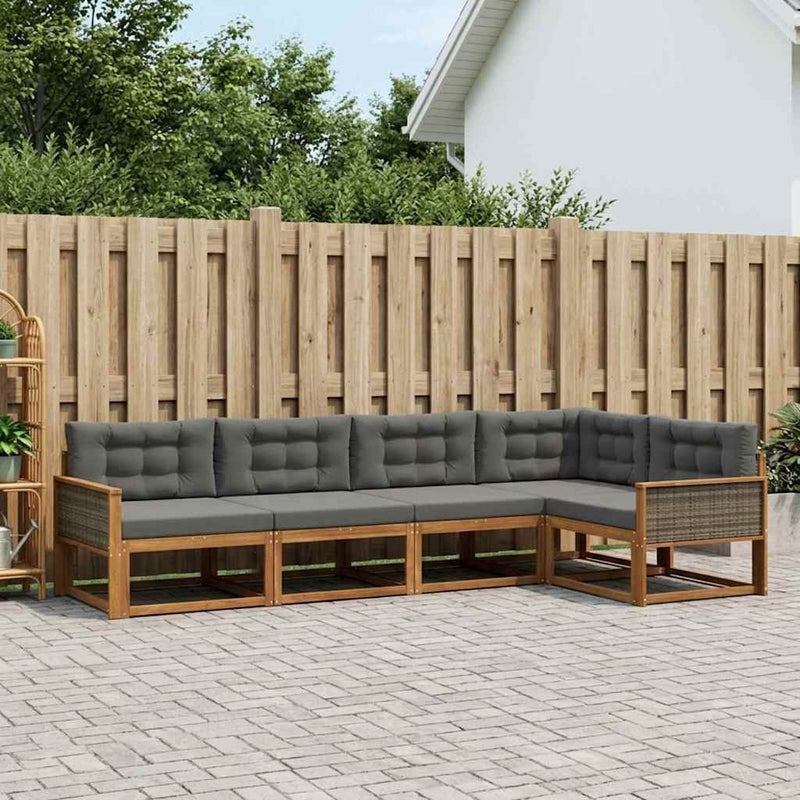 Set de canapele de exterior 5 buc. Natural și Antracit