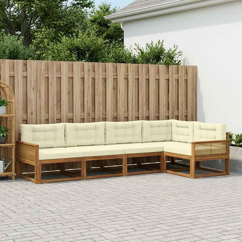 Set de canapele de exterior 5 buc. Natural și Crem
