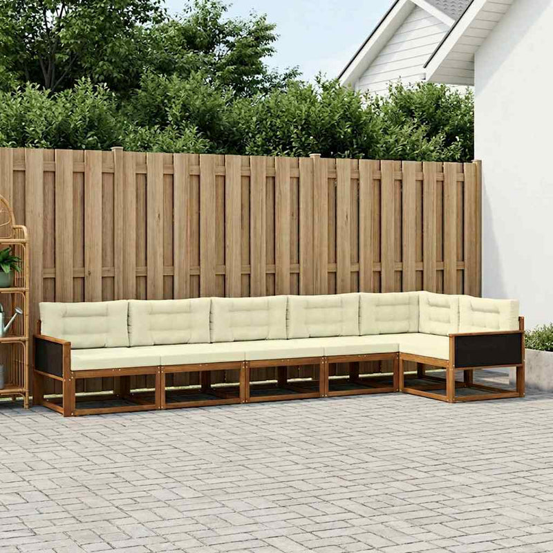 Set de canapele de exterior 6 buc. Natural și Crem