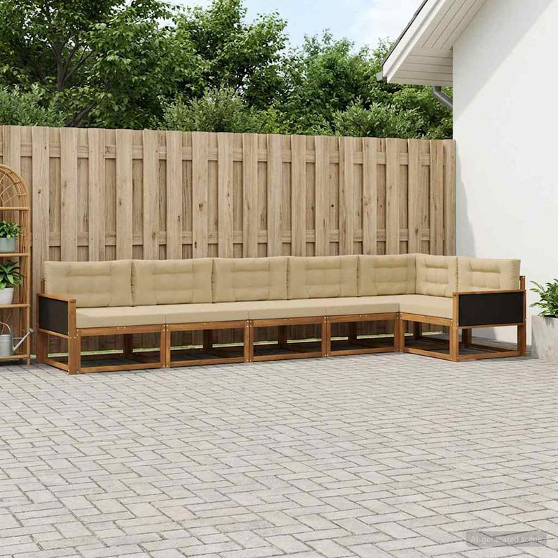 Set de canapele de exterior 6 buc. Natural și Bej
