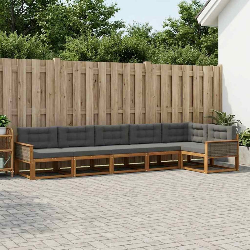 Set de canapele de exterior 6 buc. Natural și Antracit