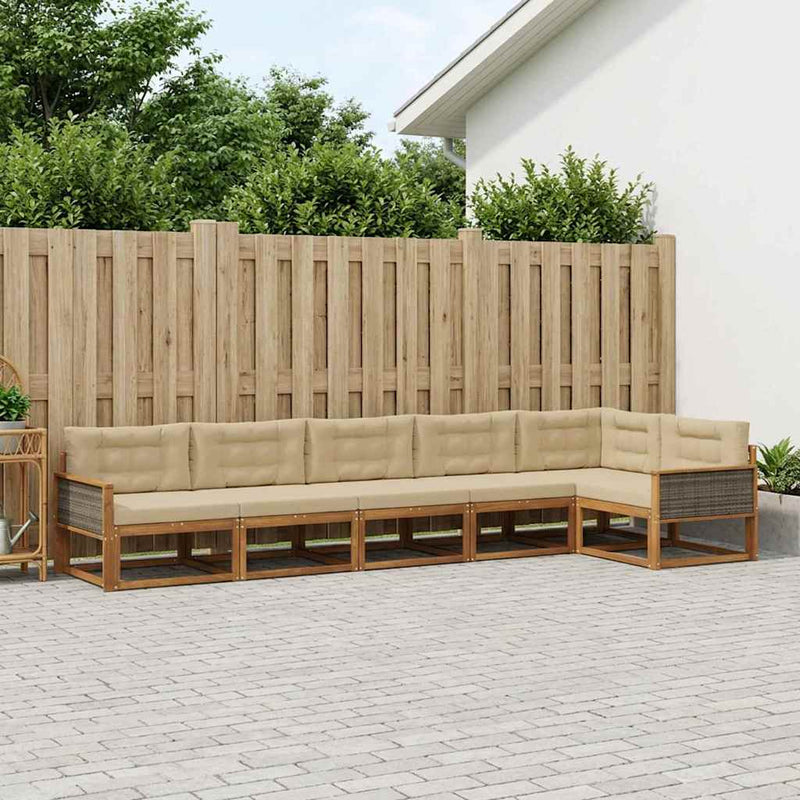 Set de canapele de exterior 6 buc. Natural și Bej