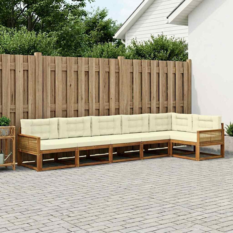 Set de canapele de exterior 6 buc. Natural și Crem