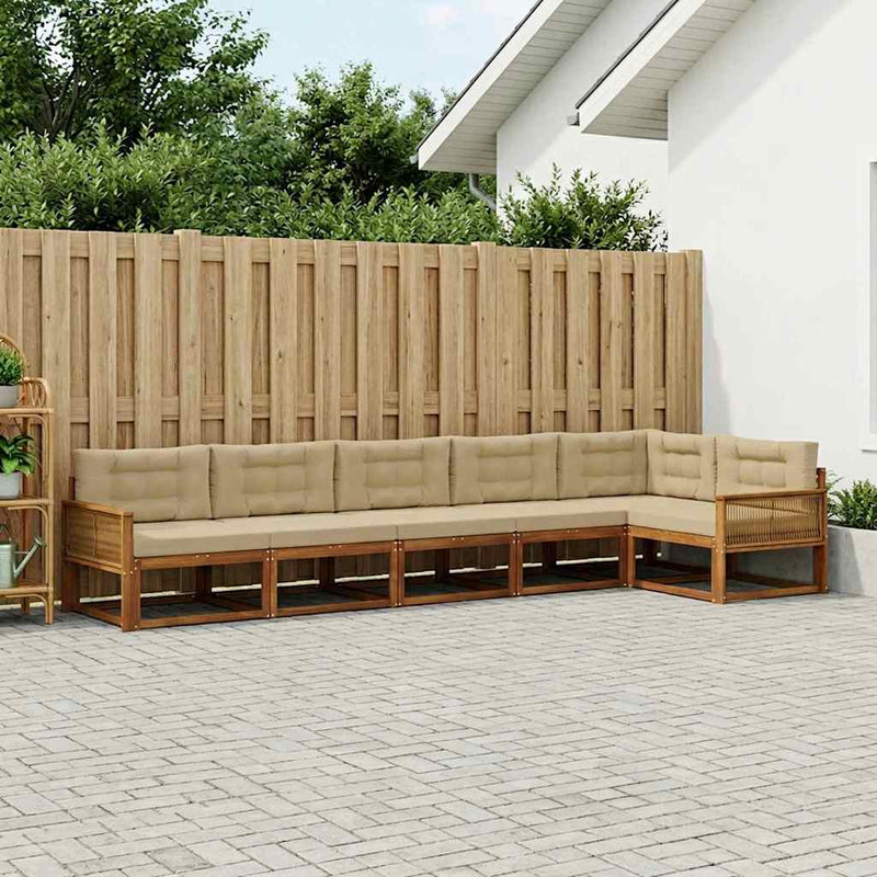 Set de canapele de exterior 6 buc. Natural și Bej