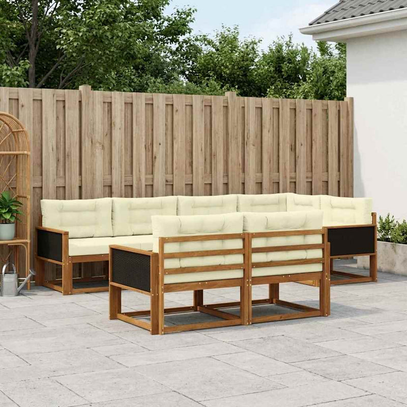 Set de canapele de exterior 8 buc. Natural și Crem