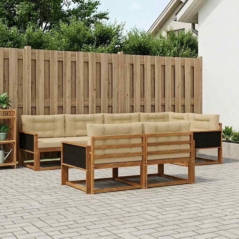 Set de canapele de exterior 8 buc. Natural și Bej