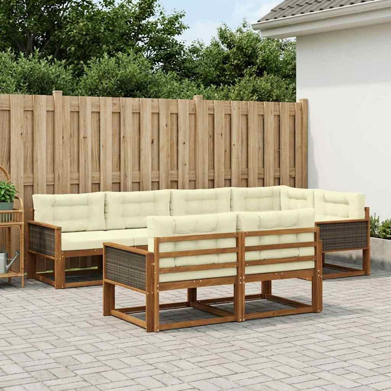 Set de canapele de exterior 8 buc. Natural și Crem