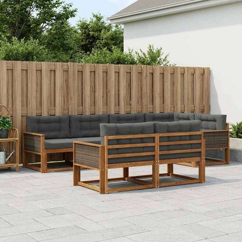 Set de canapele de exterior 8 buc. Natural și Antracit