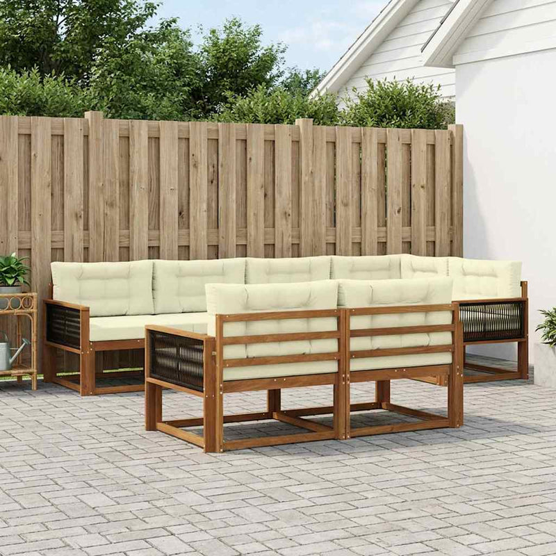 Set de canapele de exterior 8 buc. Natural și Crem