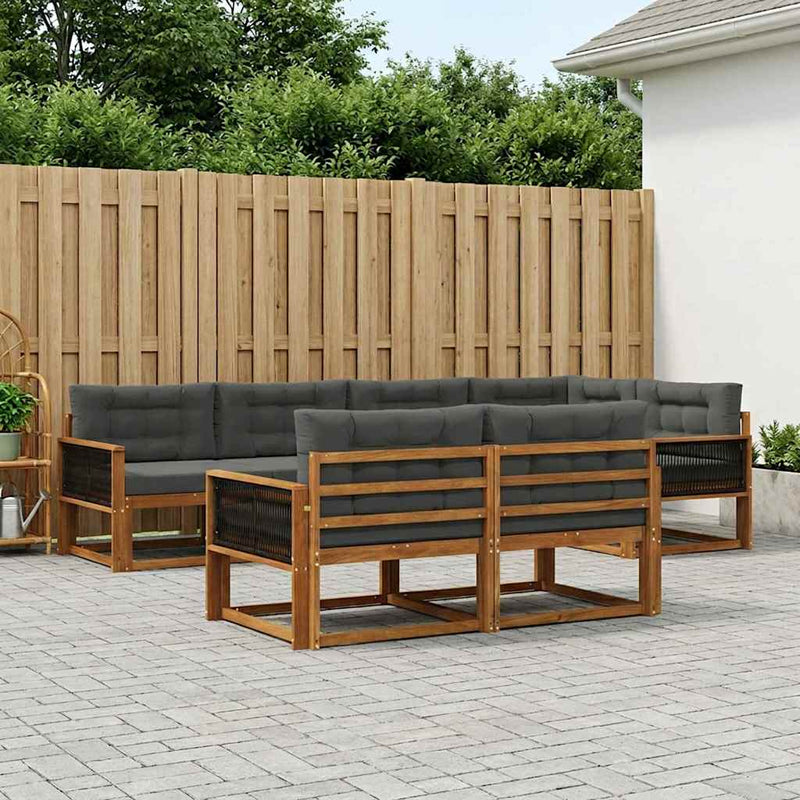 Set de canapele de exterior 8 buc. Natural și Antracit