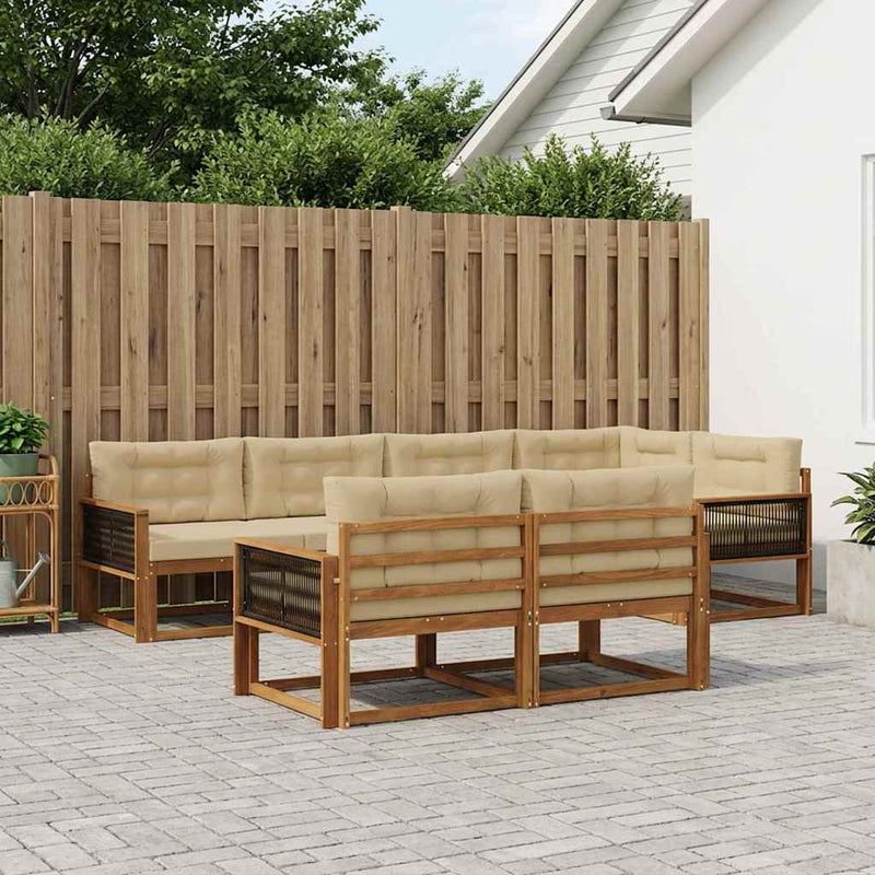 Set de canapele de exterior 8 buc. Natural și Bej