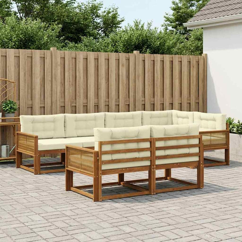 Set de canapele de exterior 8 buc. Natural și Crem