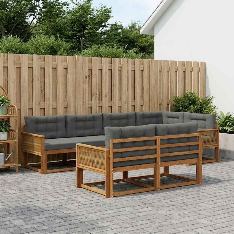 Set de canapele de exterior 8 buc. Natural și Antracit
