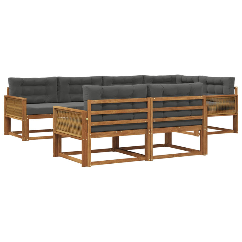 Set de canapele de exterior 8 buc. Natural și Antracit