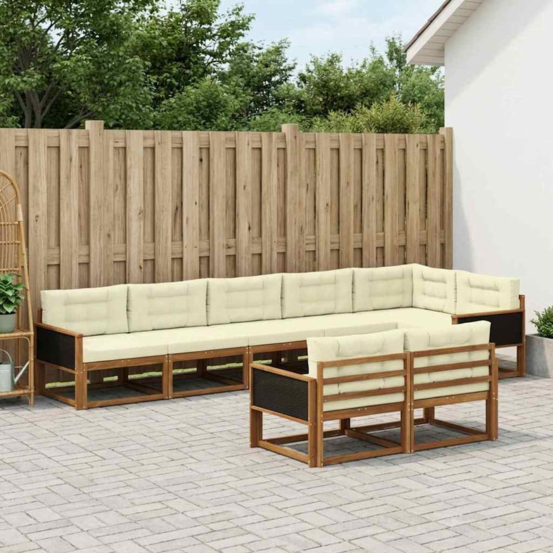 Set de canapele de exterior 8 buc. Natural și Crem