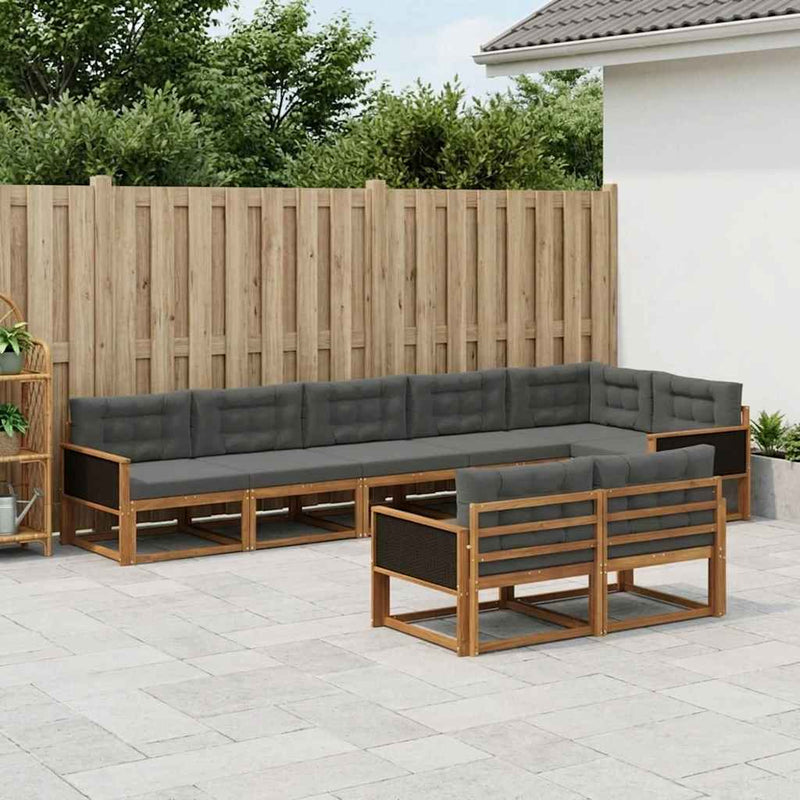 Set de canapele de exterior 8 buc. Natural și Antracit