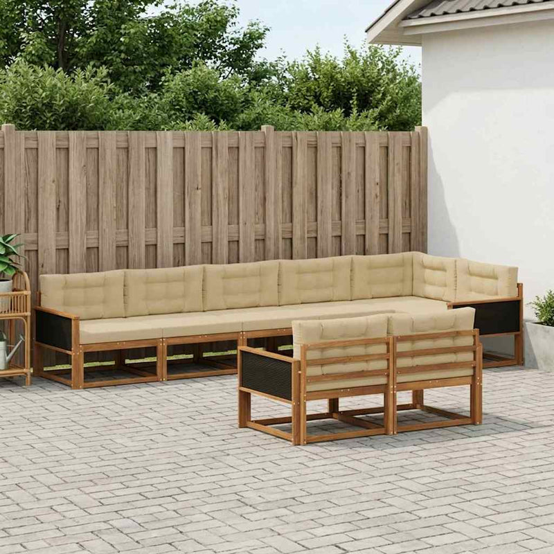 Set de canapele de exterior 8 buc. Natural și Bej
