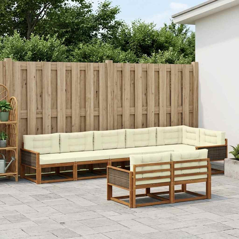 Set de canapele de exterior 8 buc. Natural și Crem