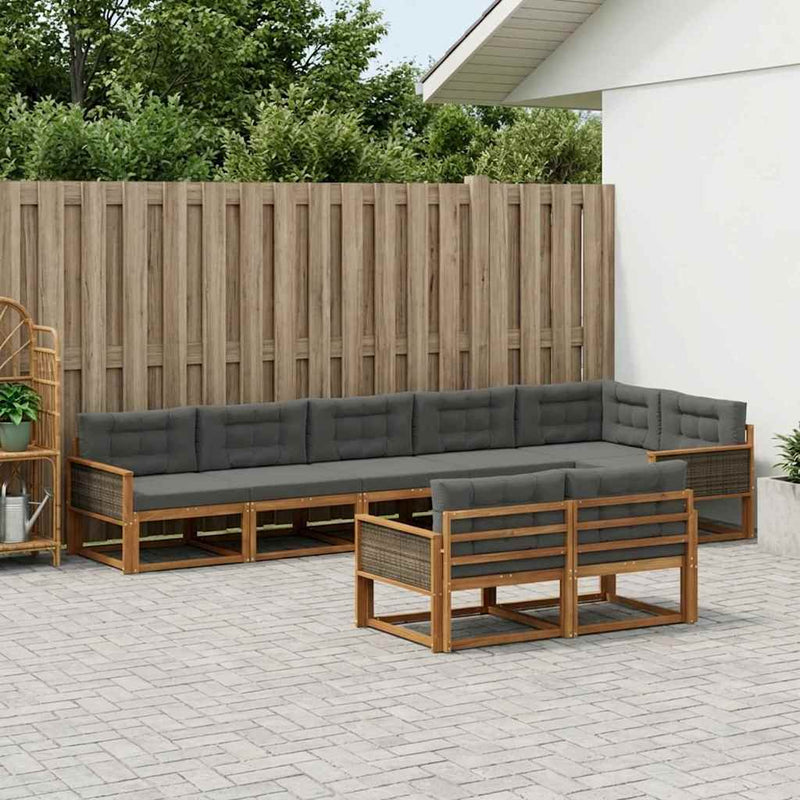 Set de canapele de exterior 8 buc. Natural și Antracit