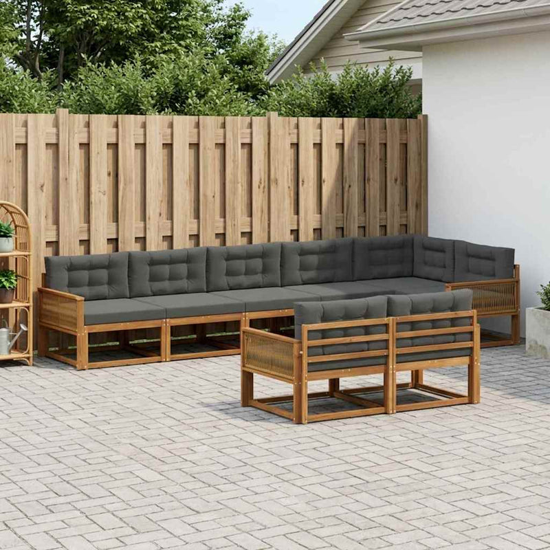 Set de canapele de exterior 8 buc. Natural și Antracit